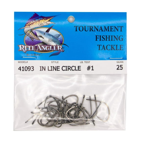 Rite Angler Inline Circle Hook Saltwater Freshwater Offshore Inshore Fishing Live Bait #1, 2, 1/0, 2/0, 3/0, 4/0, 5/0 Hook Sizes (25 Pack)