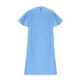 thumbnail image 6 of JGGSPWM Women's Casual Solid Color Shawl Collar Short Sleeve Tiered Midi Dress with Round Neckline Sky Blue 4XL, 6 of 6