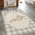 thumbnail image 2 of Goose Ribbon Tie 2.7x5 Hallway Washable Runner Rug Gray Plaid Modern Funny Animal Rustic Low-Profile Large Area Rugs Non Slip Backing Indoor Floor Carpet for Entrance Living Room Bedroom Home Office, 2 of 9