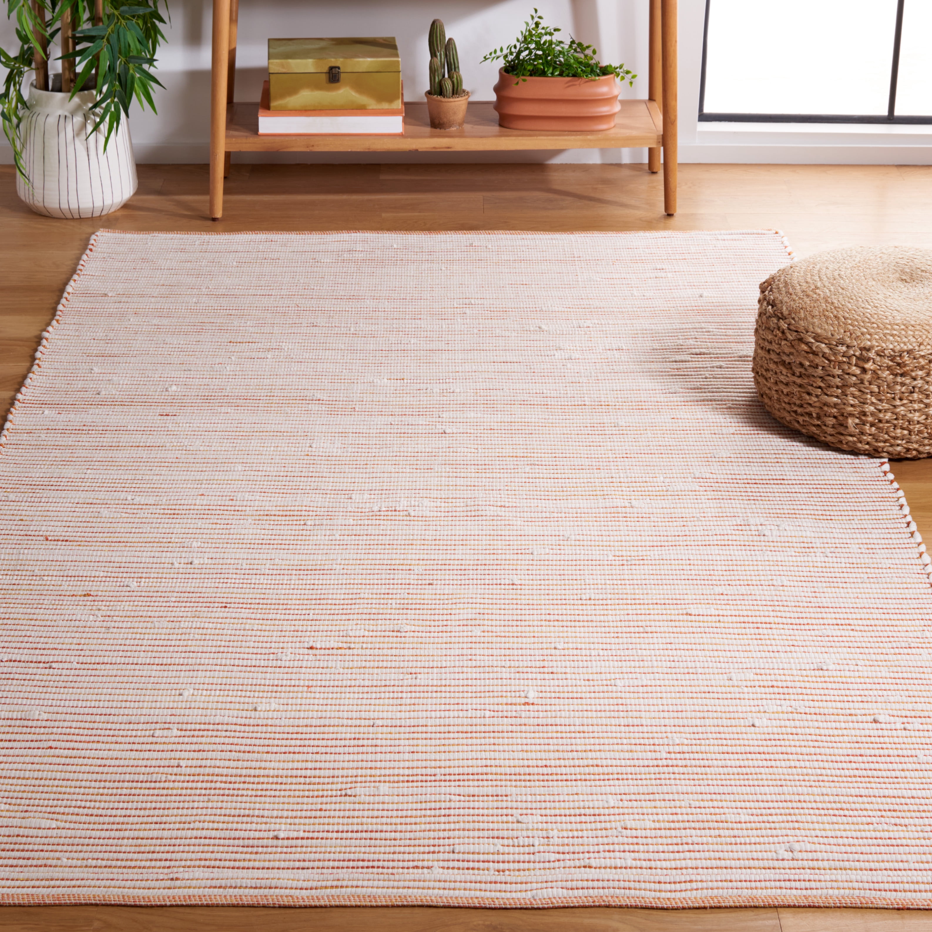 SAFAVIEH Montauk Carver Striped Cotton Area Rug, Red/Ivory, 8' x 10'