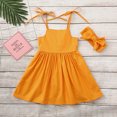 thumbnail image 4 of LEEy-world Vêtements de Princesse pour Petites Filles Vêtements de Filles Filet Enfant Bretelles Dos Nu Fil Solide Robe de Princesse Froncée Robe&Jupe pour Filles, Jaune, 4 of 5