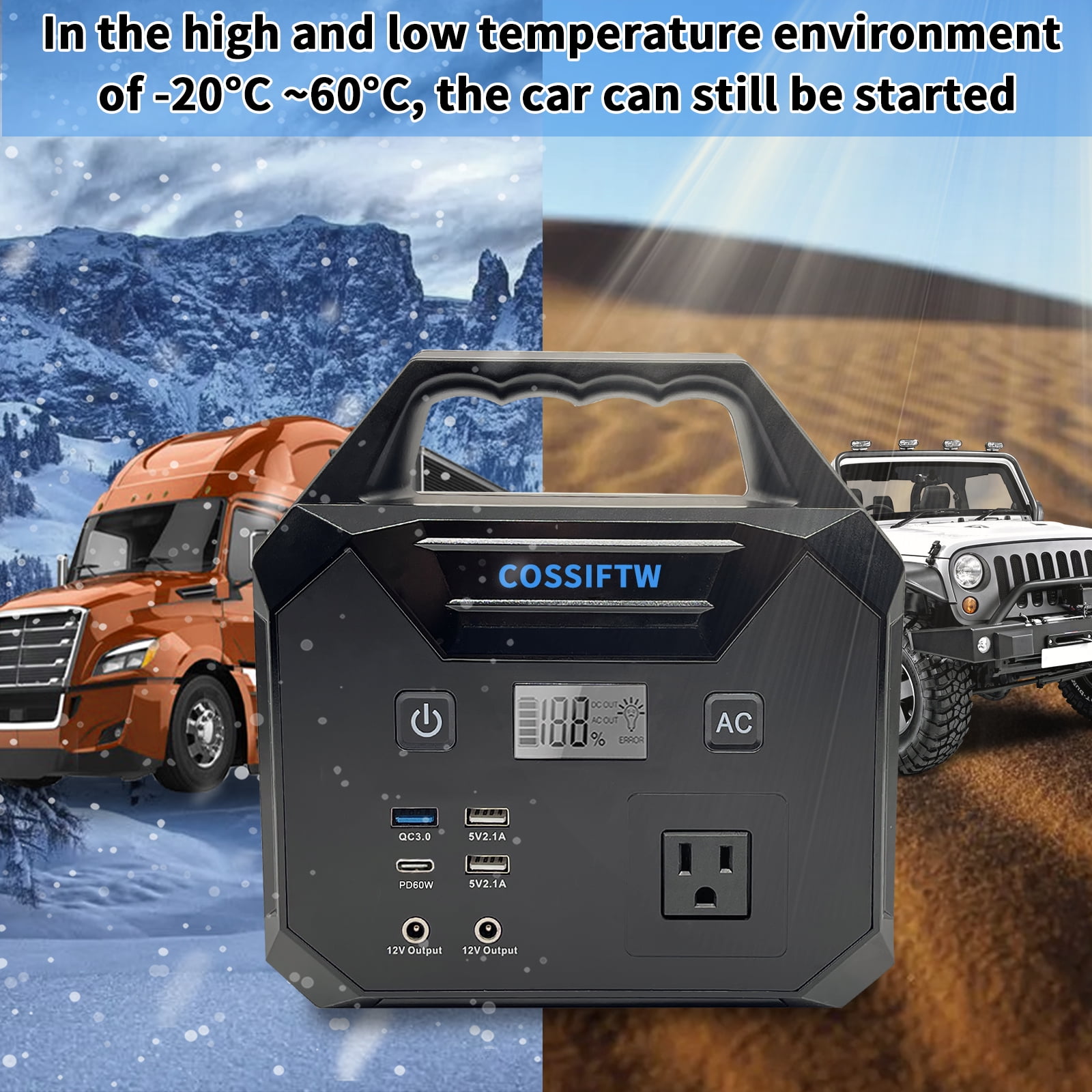 COSSIFTW 10000A Jump Starter for All 12V Gas & up to 15L Diesel Engine for Truck RV Yacht Lawn Mower Mining Truck Farm Vehicle