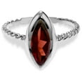 thumbnail image 2 of Galaxy Gold 14K Solid White Gold Cable Band Ring with Natural Marquise Garnet, Size 6.0, 5.5-11 Sizes, January Birthstone, Symbol of Devotion, 2 of 4