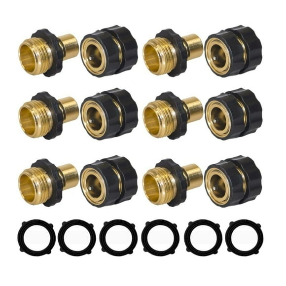 3/4 Inch Garden Hose Fitting, Heavy Duty Garden Hose Adapter, Quick Connect Hose Fittings, Garden Hose Connector, Hose AttachmentQuick Connector Male and Female Set with Extra Rubber Washers, 1 Set