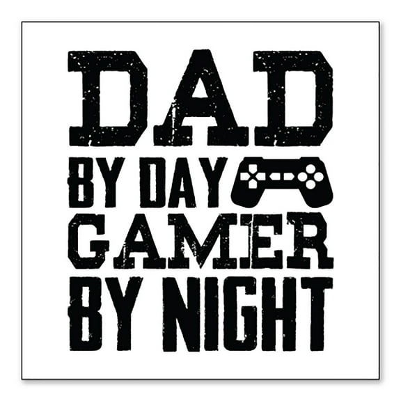 DistinctInk Custom Bumper Sticker - 6" x 6" Decorative Decal - White Background - Dad By Day Gamer By Night
