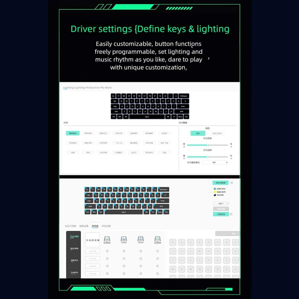 Professional Switches Keyboards 61Keys Ergonomic Layout Adjustable RGBs Backlit For