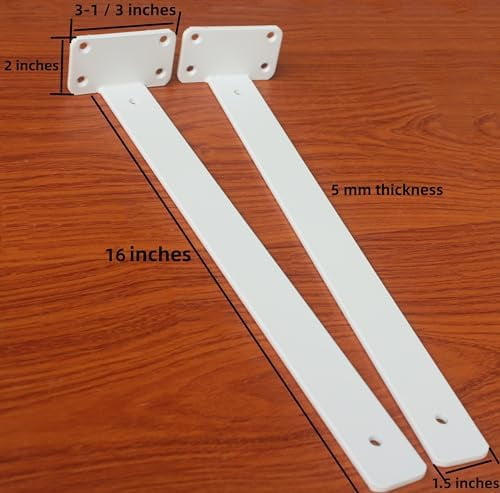 12 Pack - 16 inch White Hidden L Shelf Bracket (1/5 Inch Thicked) Iron Floating Shelf Brackets Rustic Industrial Metal Brackets for Shelf Support