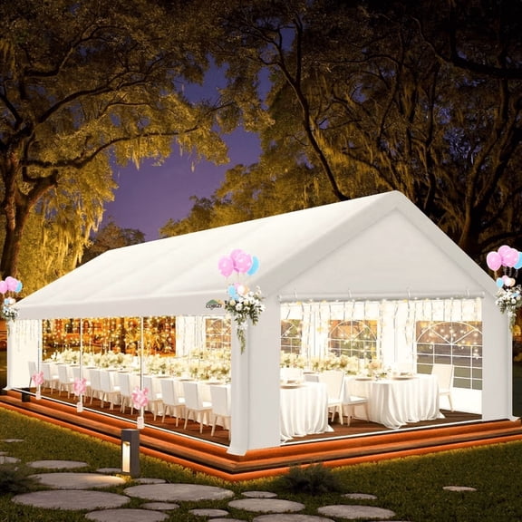COBIZI Party Tent Heavy Duty, 20x30ft Wedding Tent, Large Canopy Tents for Parties, Carport Canopy with Removable Sidewalls, Large Tent with Built-in Sandbag, UV50 , Big Tent for Party, White