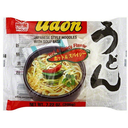 Myojo Udon Hot & Spicy Japanese Style Noodles, 7.22 oz (Pack of 30)