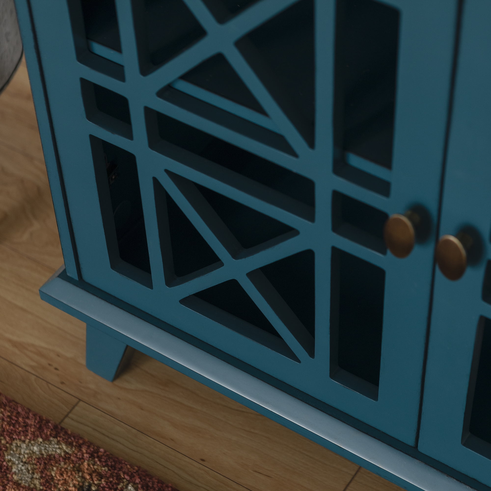 Walker Edison Contemporary 2 Door Blue Accent Cabinet Walmart