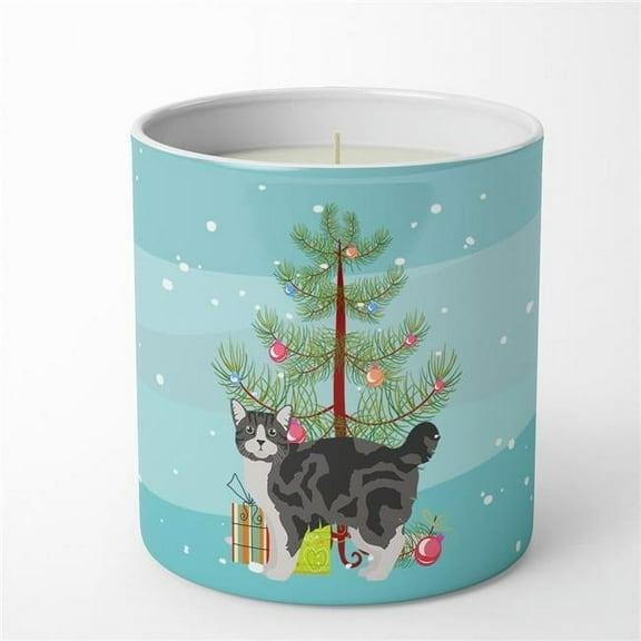 Carolines Treasures CK4652CDL 3.75 x 3.25 in. Unisex Manx No.1 Cat Merry Christmas 10 oz Decorative Soy Candle