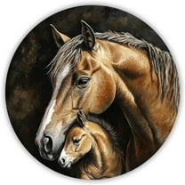 HELLOYOUNG Vintage Rustic Horse Tin Sign 20cm - Round Farmhouse Wall Decor for Home Bar Decoration