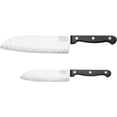 thumbnail image 1 of Chicago Cutlery 2-Piece Stainless Steel Triple Rivet Polymer Handles Essentials Partoku/Santoku Set, Black, 1 of 2