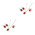 thumbnail image 3 of Minnieouse Conjunto de joyería de piedra única de aleación para mujer, artesanía exquisita y moda roja rojo 2Conjunto, 3 of 6