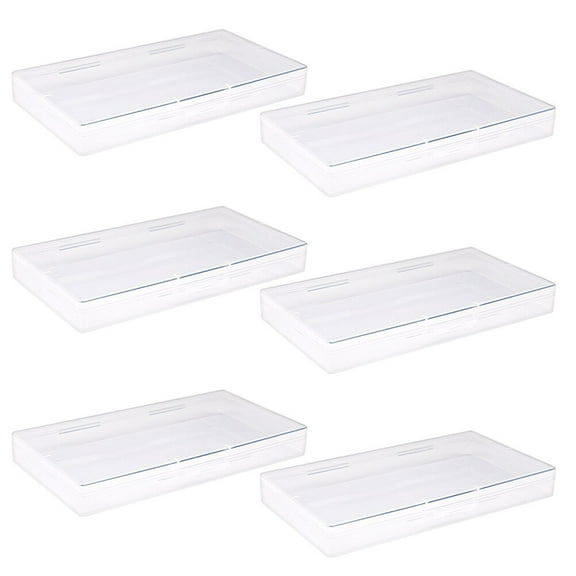 HOMEMAXS  6 Pcs Small Hinged Lid Plastic Box Cosmetic Storage Sturdy