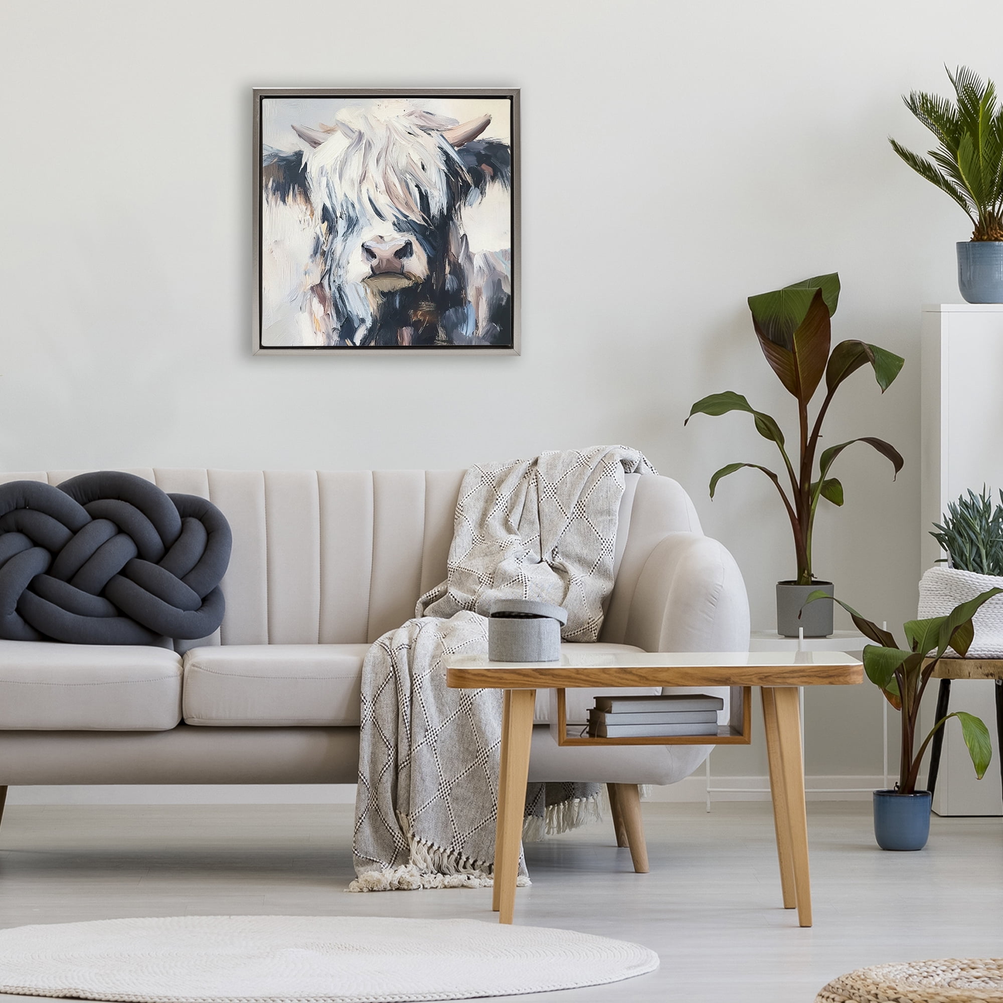 Stupell Industries Scruffy Little Highland Gray Framed Floater Canvas Wall Art, design by Tina LeCour