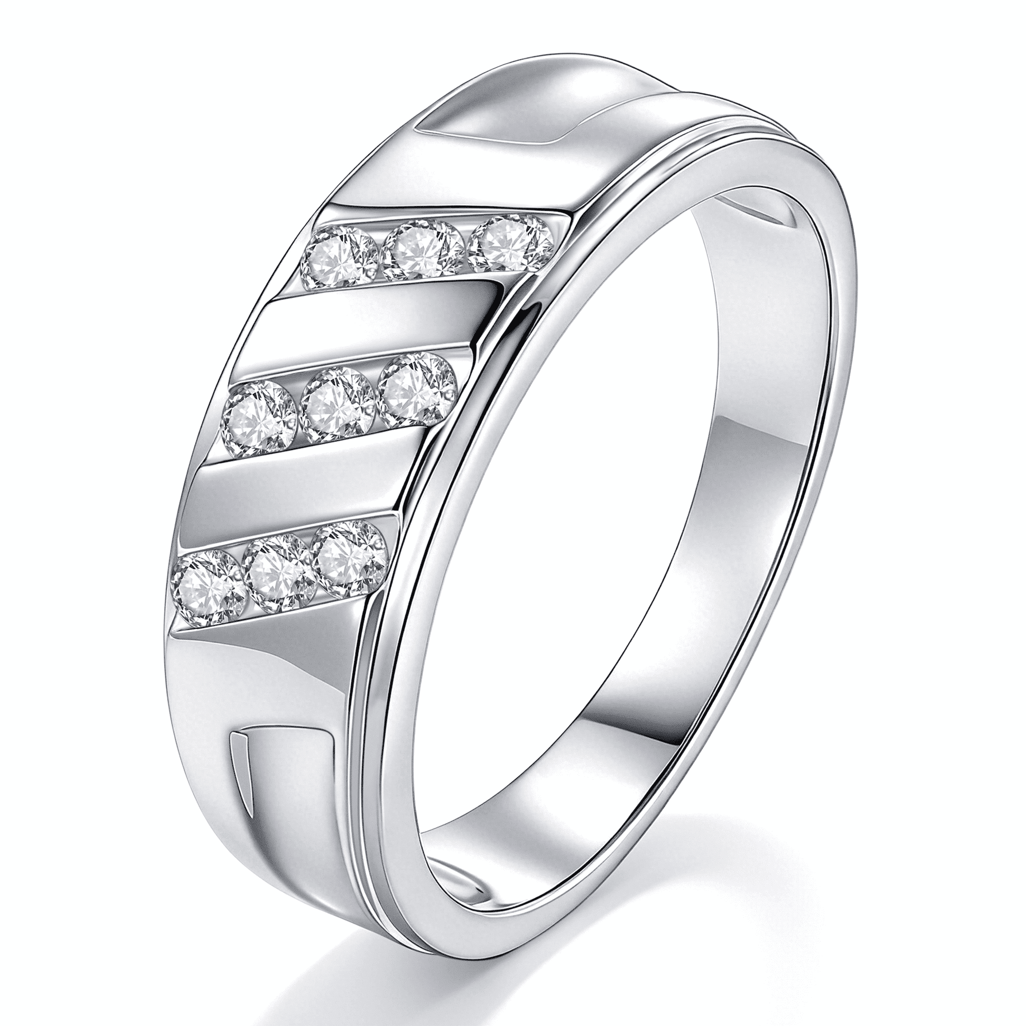Blongme Mens Moissanite Wedding Band 0.4ct Round D Color VVS1 Wedding Ring for Men Size 9