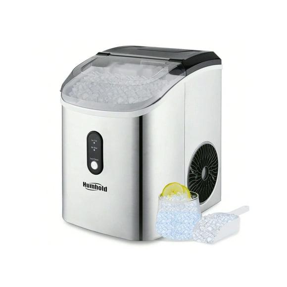 HUMHOLD Nugget Ice Maker Countertop, 33Lbs Chewable Pebble Ice Per Day, Auto Self Cleaning, Crunchy Pellet Ice Cubes Maker Machine, Portable Compact D