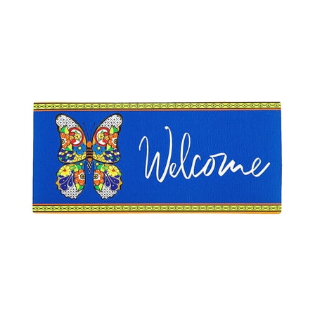 Evergreen Talavera Butterfly Sassafras Indoor Outdoor Switch Doormat 1'10"x10" Multicolored