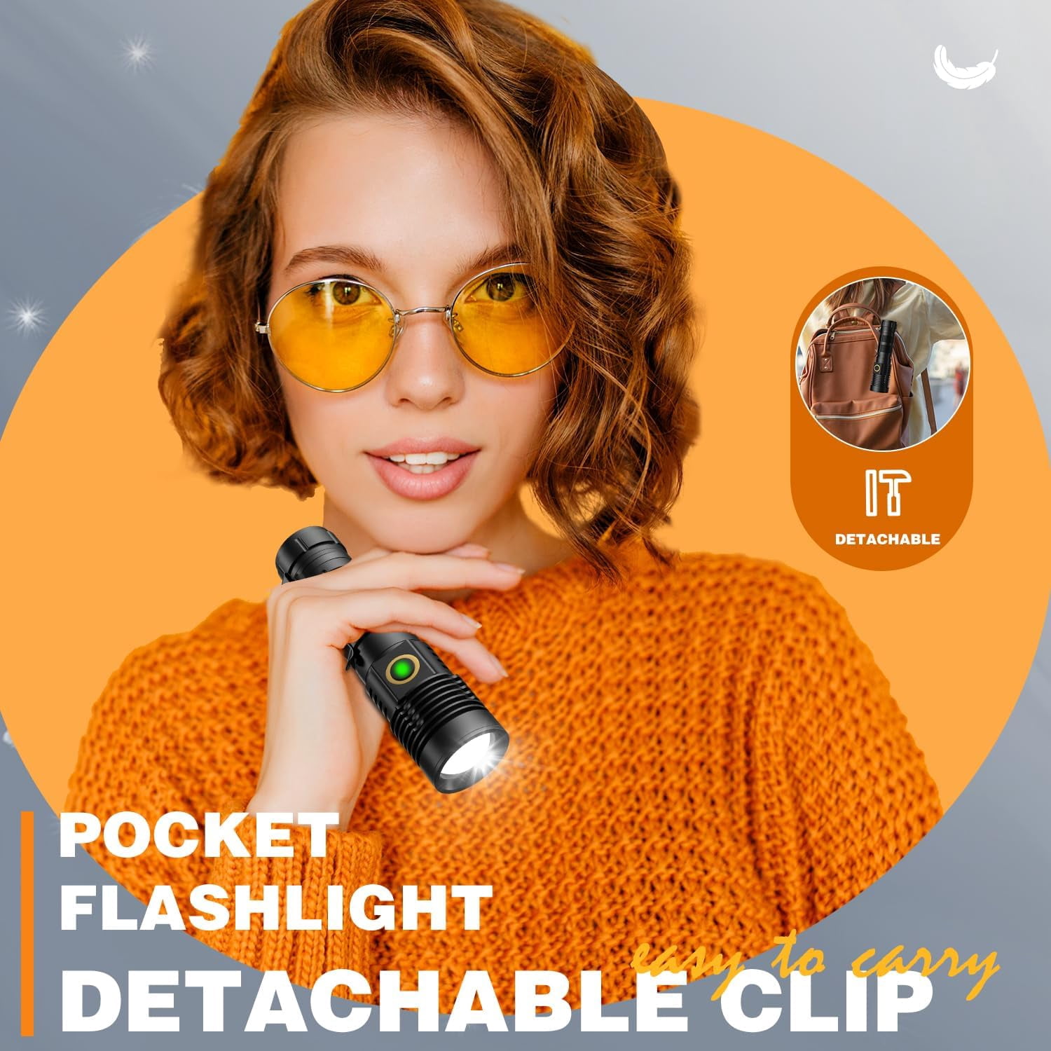 Rechargeable Flashlights，USB Zoomable 5Modes Spotlight Flashlight for Hiking, Camping
