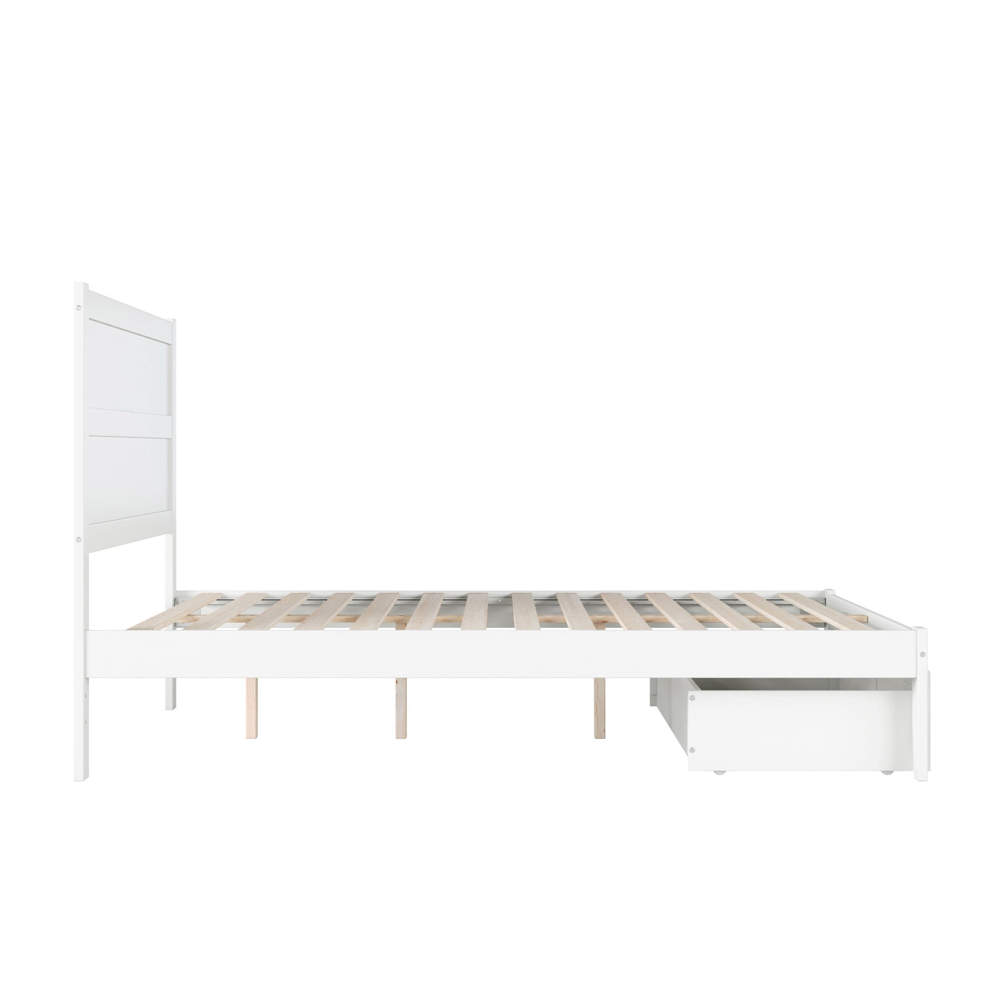 AFI NoHo 14" Queen Wood Platform Bed Frame with Foot Drawer Storage, White