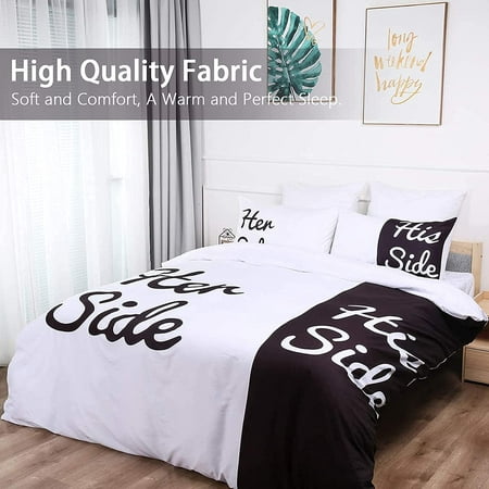 Black And White Duvet Cover Queen His, Duvet Covers With Zips On 3 Sides