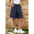 thumbnail image 5 of Merokeety Womens Summer Shorts Elastic Waist Drawstring Casual Cargo Navy xl, 5 of 5