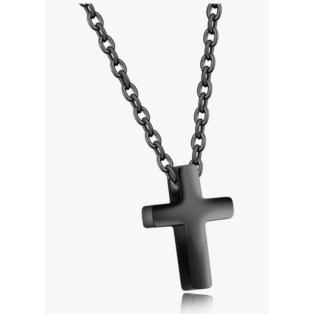 Xtellar Collar de hombre cruz Acero Inoxidable Negra