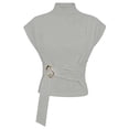 thumbnail image 4 of Rhuody Women'S Tops Short Sleeve Crew Neck Button Front Solid Color Tee Fashion Women'S Clothing Light Gray, 4 of 4