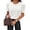 White, variant on Wiholl Short Puff Sleeve Sweaters for Women Knit Tops Crewneck Tops Casual Fall Sweaters Brown Tops for Women