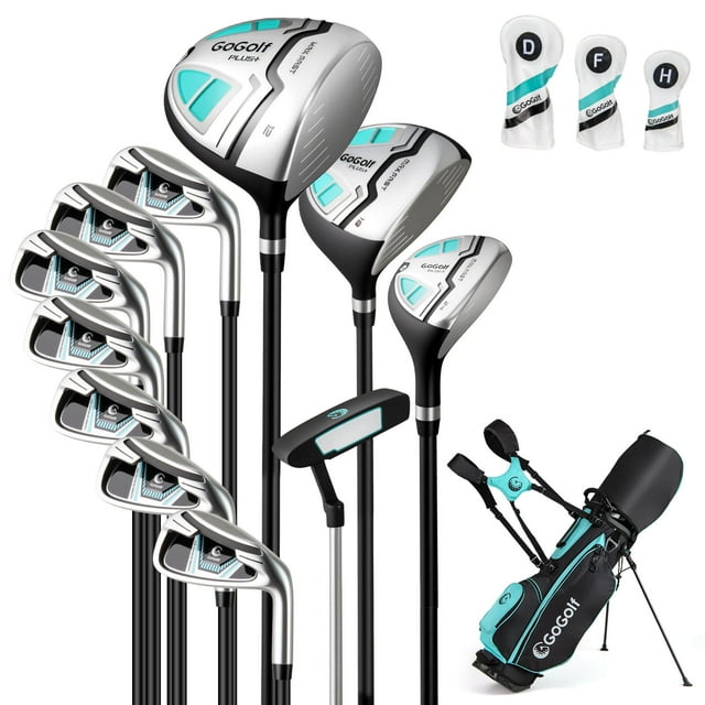 Costway Ensemble Complet de 12 Pcs de Clubs de Golf pour Femmes Main Droite 460 Cc #1 Driver et #3 Fairway Green