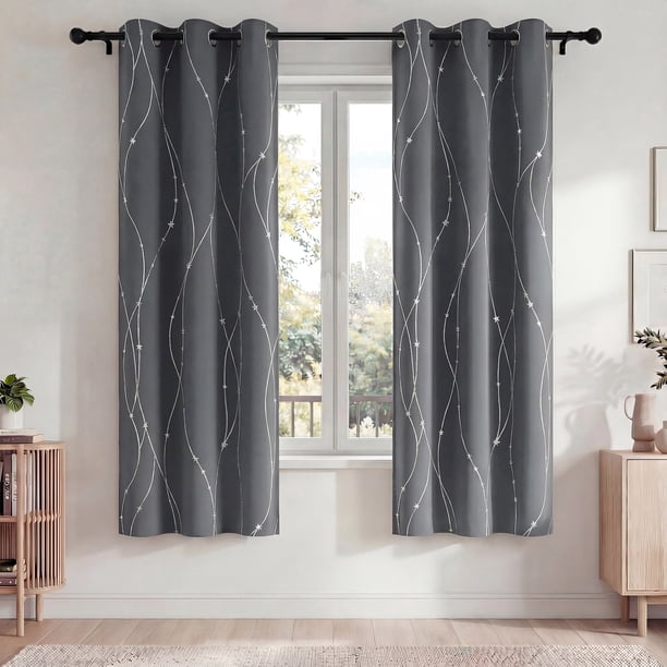 Blackout Blackout Cortinas, Juego de Cortinas de 2 Piezas para Recámara y Sala de Estar 42x72 Pulgadas, Cortinas Térmicas Aislantes Que Oscurecen la Habitación con Ojales, Reducción de Ruido y Bloque