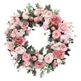 thumbnail image 1 of Guirnalda artificial de peonías de seda y rosas, guirnalda floral redonda, decoración del hogar para la parte delantera, 1 of 8