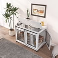 thumbnail image 5 of Seizeen Dog Crate, Inside Dog Kennel Furniture, Large Dog Crate Furniture for 2 Dogs with Divider, Sliding Door & Side Door, Fixed Wheels, Openable Top, 39.37''w x 25.20''d x 28.94''h, White, 5 of 11