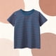 thumbnail image 4 of Blusas y camisas de manga corta con cuello redondo Camiseta de rayas de manga corta con cuello redondo de verano para niños Top informal versátil para bebés para usar al aire libre Conjunto de poliést, 4 of 4