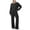Black, variant on Women's Terry Cloth Relaxed Fit Two-Piece Set, Crew Neck Long Sleeve Crop Top with Matching Wide Leg Pants, Casual Outfit for Loungewear and Everyday Wear