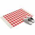 thumbnail image 2 of Bathroom Rug 2'x 3', Red White Plaid Woven Cotton Washable Rug with Tassels, Modern Farmhouse Buffalo Check Gingham Non Slip Front Door Mat for Entrance, Doorway, Hallway, Laundry Room, 2 of 9