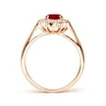 thumbnail image 2 of ANGARA Natural Princess Diana Inspired 1 ct Ruby Ring with Diamond Halo in 14K Rose Gold for Women (Size-7x5mm) | July Birthstone, Birthday, Anniversary, Jewelry Gift for Women | Natural Ruby Ring, 2 of 9