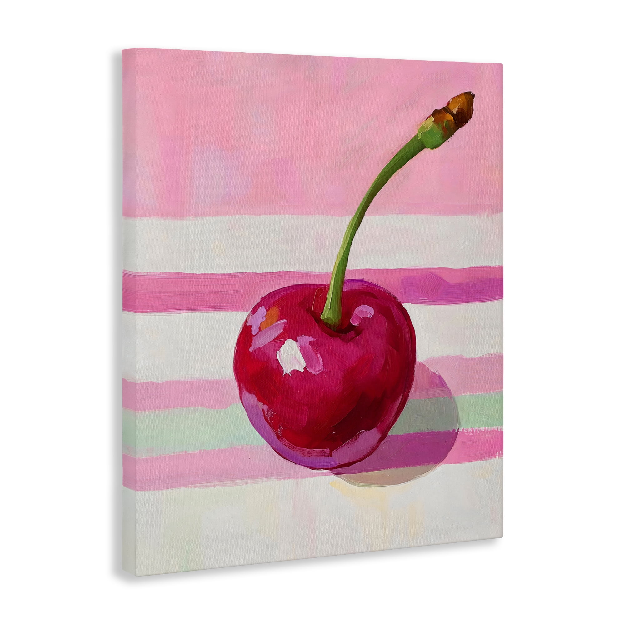 Stupell Industries Cherry on Pink Stripes Canvas Wall Art, design by The Prints Vibe