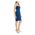 thumbnail image 3 of JUMP Womens Blue Glitter Spaghetti Strap Square Neck Above The Knee Party Sheath Dress 9\10, 3 of 3