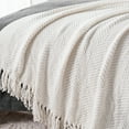 thumbnail image 4 of Cream Throw Blanket for Couch Bed Sofa,White Textured Blanket Throw for Home Decor,60"x80", 4 of 9