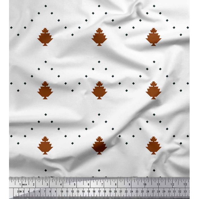 Soimoi Brown Georgette Viscose Fabric Butidar Jamdani Printed Fabric 1 Yard 42 Inch Wide
