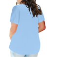 thumbnail image 3 of Ndbuld Tops for Women Trendy Women's Summer Large Size Fake Pocket V-Neck Short Sleeve T-Shirt Casual Tops Great Gifts for Less ,Size S-5XL,Light Blue,XL, 3 of 5