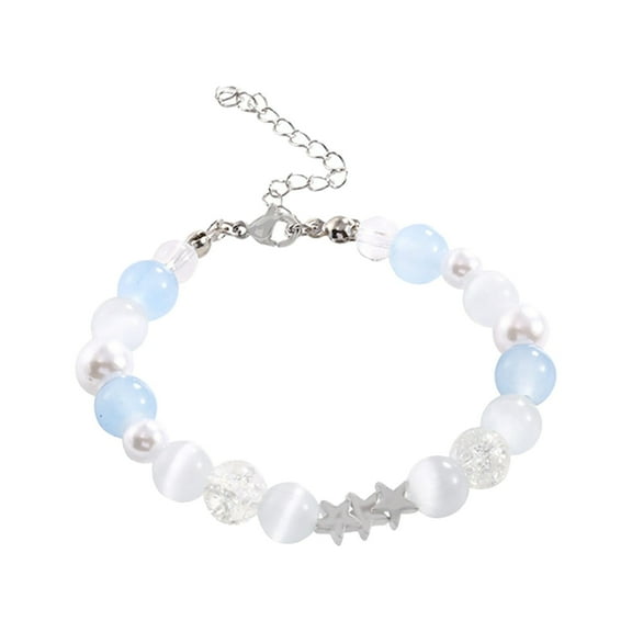 Bracelets All Matching Temperament Catopal Bracelet Women's Senior Design Sense Aquamarine Crystal Bracelet (Silver )