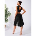 thumbnail image 6 of YiZYiF Womens 2-Piece Dance Outfits for Figure Skating Lyrical Dance Crop Top and Mesh Briefs Skirt Black XXL, 6 of 7