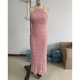 thumbnail image 4 of Yokua Women Backless Maxi Beach Dress Strap Smocked Flowy Vacation Lace-up Long Dress, 4 of 14