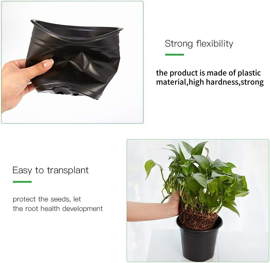 100 Pcs Nursery Pots for Plants,Black Nursery Pots,Thickened Soft Plastic Plant Pots with Holes,Garden Flower Seedling Pot Container for Seedling,Cuttings,Transplanting (Black,6inch)