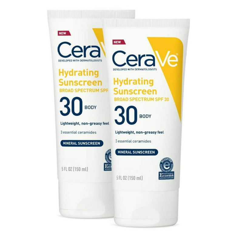 lærebog Menda City Seaport CeraVe 100% Mineral Sunscreen SPF 30 | Body Sunscreen With Zinc oxide &  Titanium Dioxide for Sensitive Skin | 5 Oz, Pack Of 2 - Walmart.com