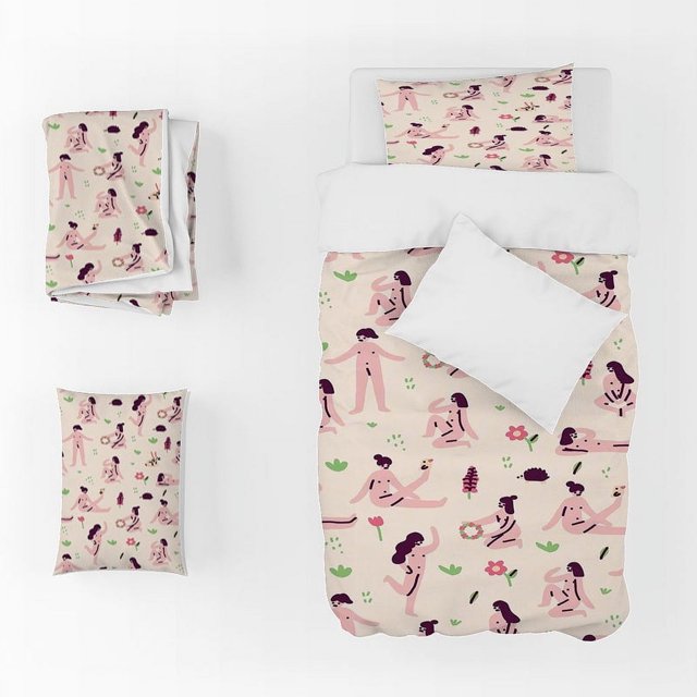 3D Mujer Floral Hoja Rosa Funda de edredón Set Ropa de Cama Funda Nórdica Fundas de almohada