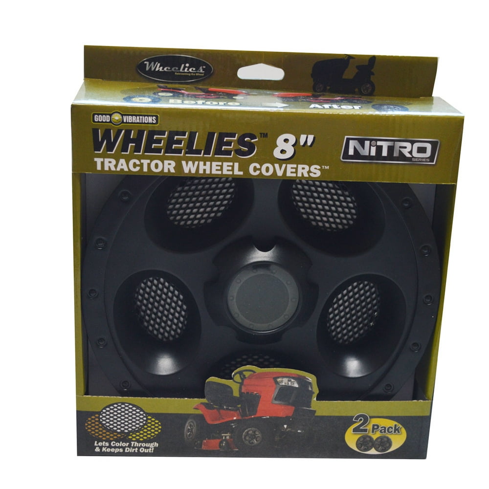 Good Vibrations Wheelies 8" Tractor Wheel Cover Set Black